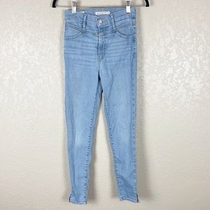 Levi’s mile high super skinny light wash jeans